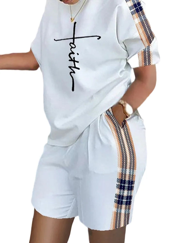 Sexy Women T-shirt Blouses 2 Piece Sets Suit Letter O-neck Backless Tops Pencil Long Pants Set Casual 2 Piece Sets Woman Clothes