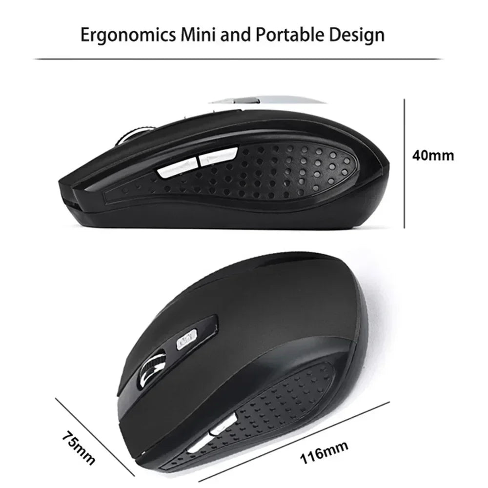2.4G Wireless Mouse Portable Ergonomics Mouse Mobile Optical Office Mouse for Notebook Laptop MacBook Adjustable 1600DPI Levels