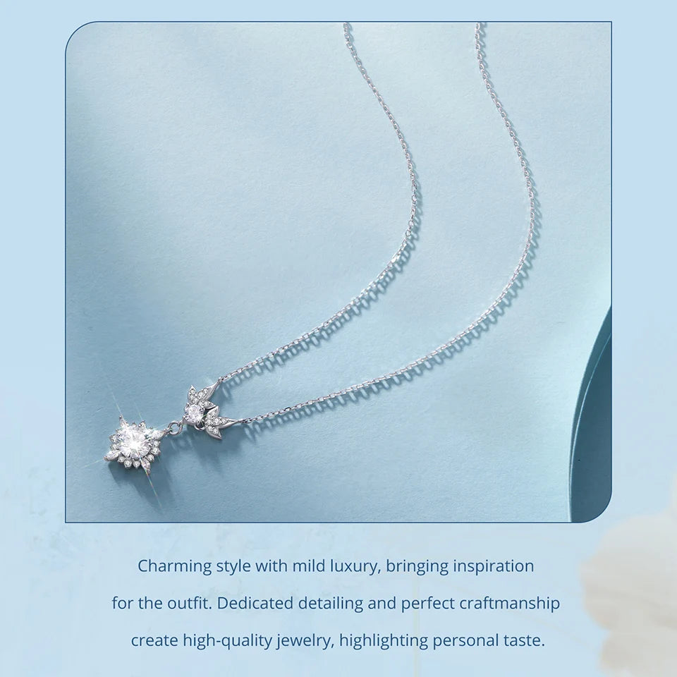 Necklace Vintage Engraved 925 Sterling Silver Round Cut Diamond for Women Twinkling Engagement Gift