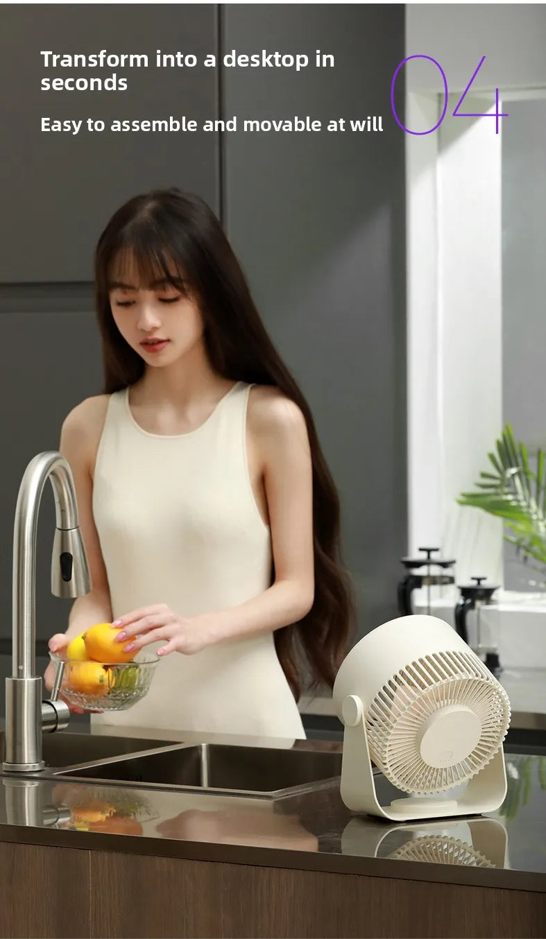 Portable Rechargeable Electric Fan Circulator – Quiet Wireless Desktop Cooling Fan for Home & Office