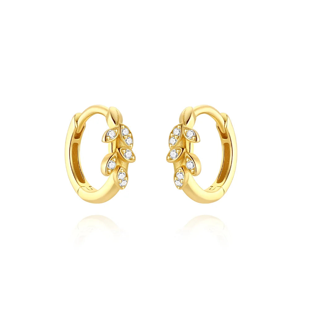 CANNER 925 Sterling Silver Wheat Ear Zircon Hoop Earrings For Women Ins Simple Earrings Jewelry Gift boucles d'oreilles femme