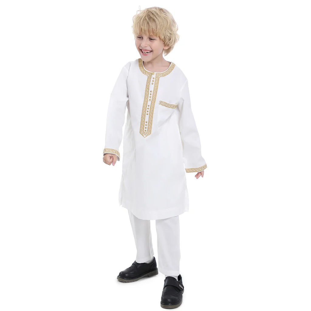 Boys Islamic Thobe – Kids Long Sleeve Traditional Robe