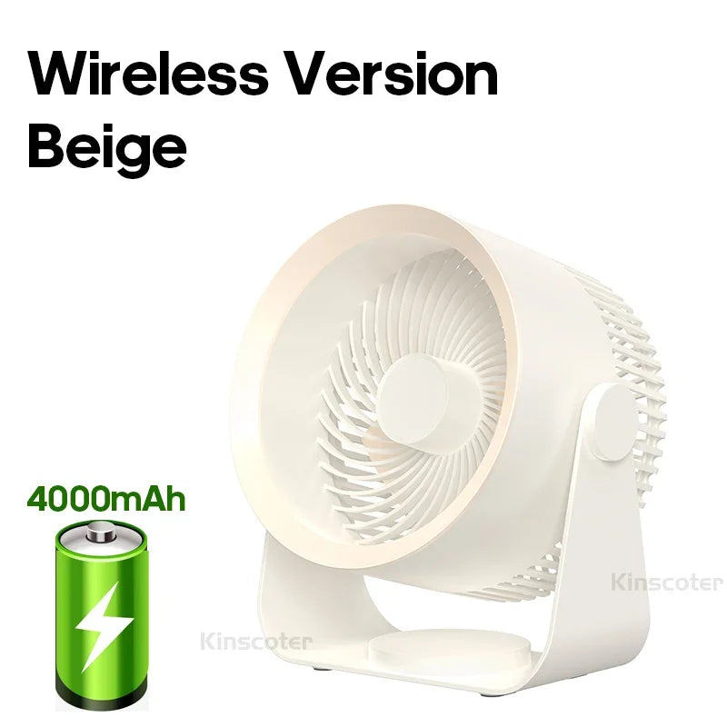 Portable Rechargeable Electric Fan Circulator – Quiet Wireless Desktop Cooling Fan for Home & Office