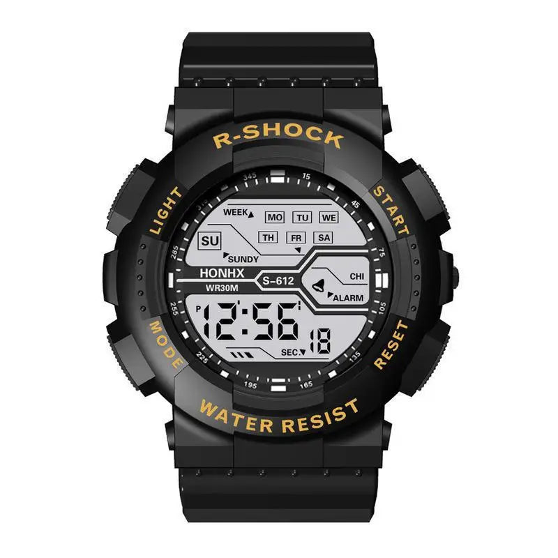 Digital Sports Watch with Silicone Band Alarm Clock round Dial Fashion Casual Electronic Wristwatch Luminous Feature