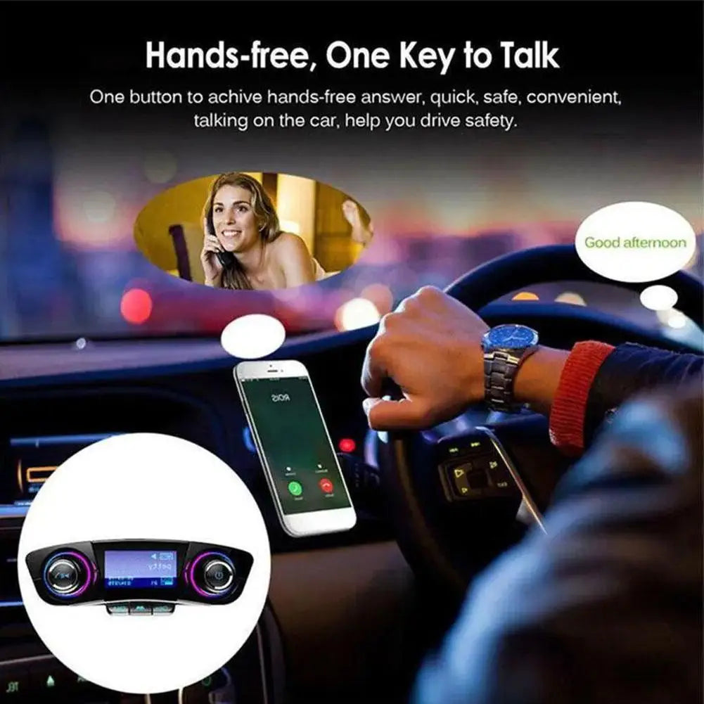 Bluetooth Car Mp3 Player with QC3.0 Fast Charging USB Cigarette Lighter Charger Hands-free FM Transmitter for Vehicle
