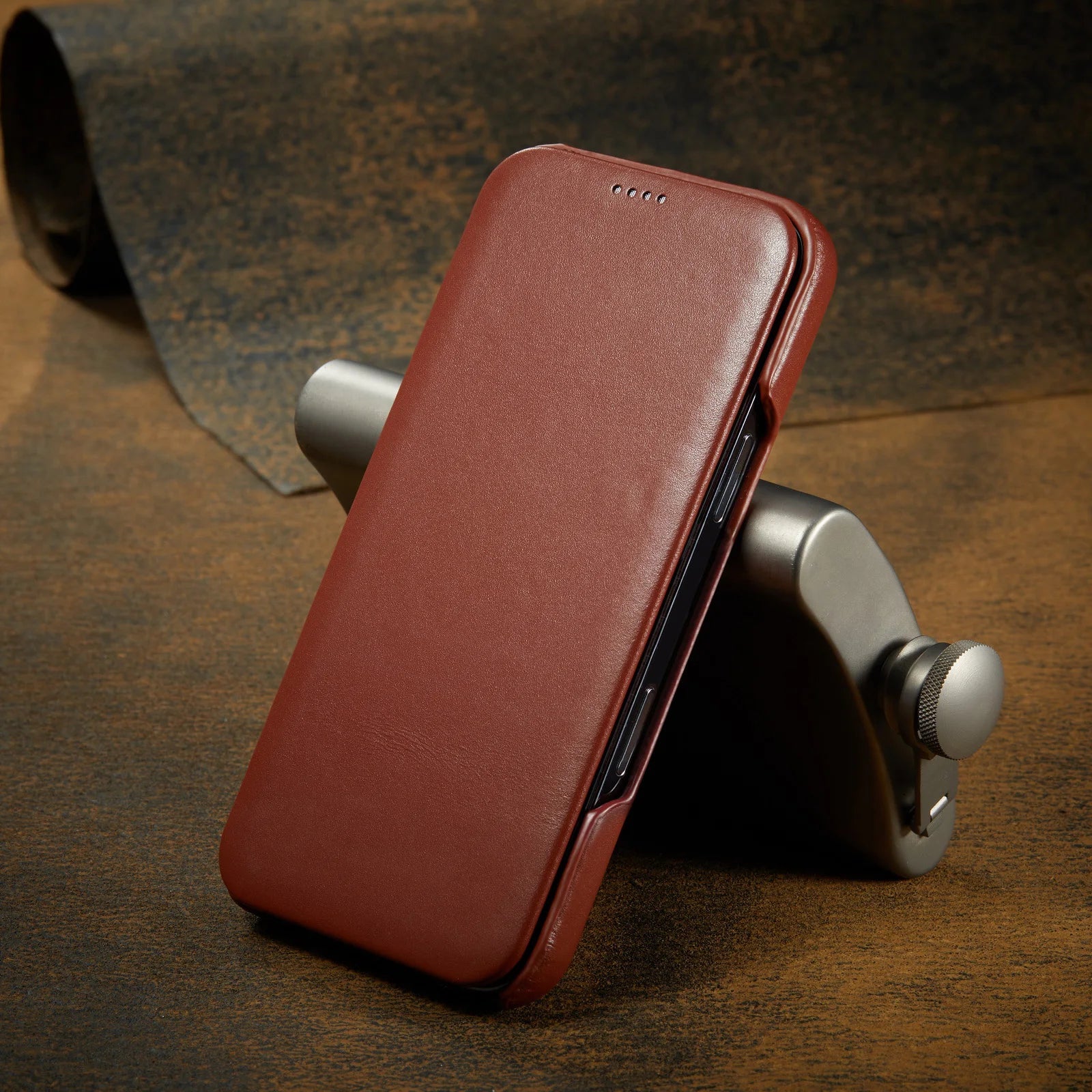Premium Leather Flip Cover Mobile Phone Case For Apple iPhone 17 Pro Max Air iPhone17 Natural Cowhide Magnetic Button Open