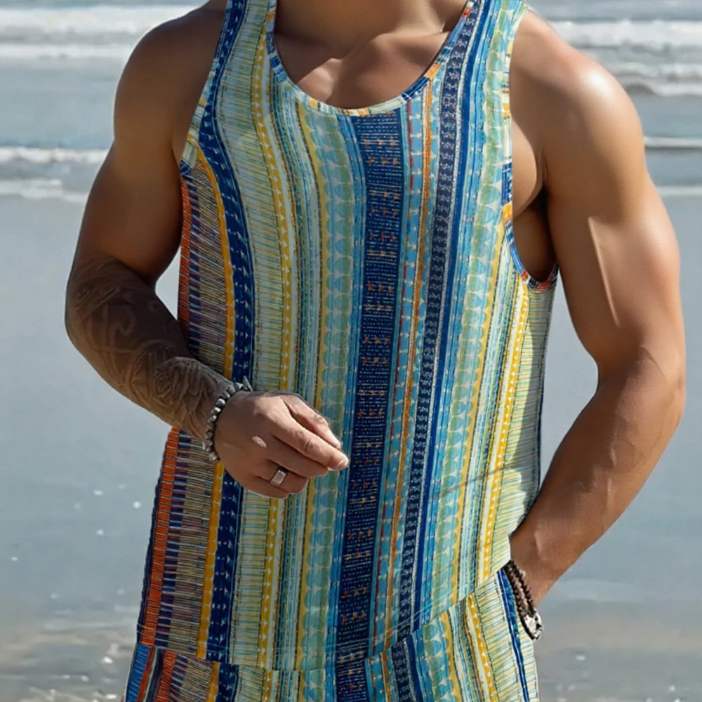 Men’s Sleeveless Printed Summer Tank Top