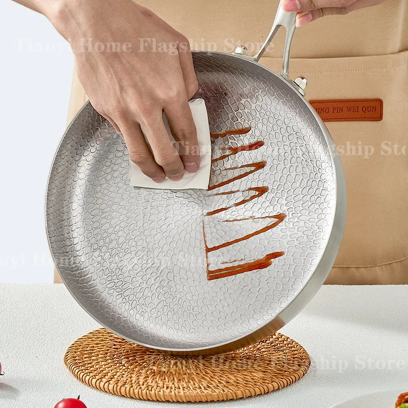 Titanium Stainless Steel Non-Stick Frying Pan – Wok & Skillet for Eggs, Steak & Stir-Fry (20/24/28 cm