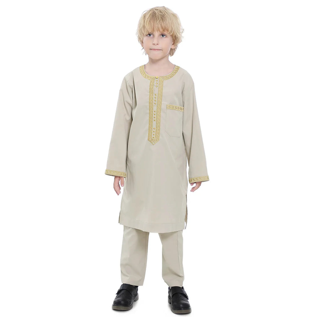 Boys Islamic Thobe – Kids Long Sleeve Traditional Robe