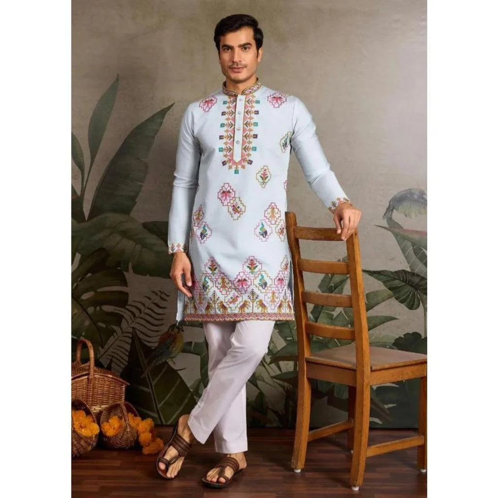 Men’s Kurta Caftan Robe – Long Sleeve Ethnic Traditional Wear