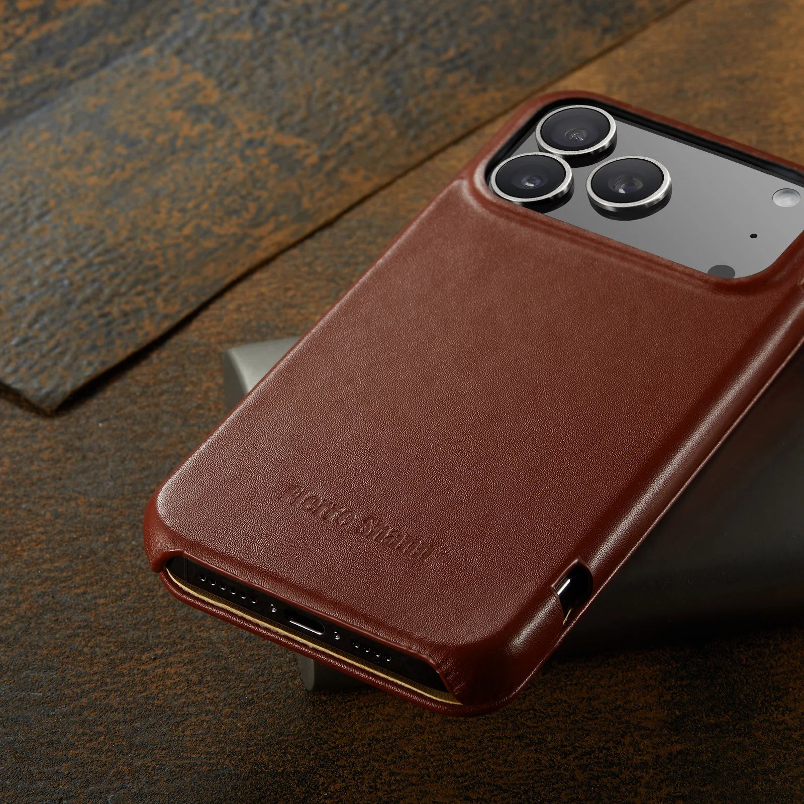Premium Leather Flip Cover Mobile Phone Case For Apple iPhone 17 Pro Max Air iPhone17 Natural Cowhide Magnetic Button Open