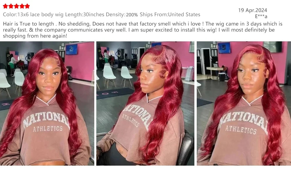 40 42 Inch 99J Burgundy Hd Lace Frontal Wig 13X6 200 Density Brazilian Body Wave Human Hair Wig Red Colored Hd Lace Front Wigs
