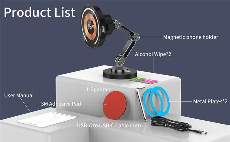 Magnetic Phone Holder with Adjustable Stand – Wireless and Non-Wireless Options