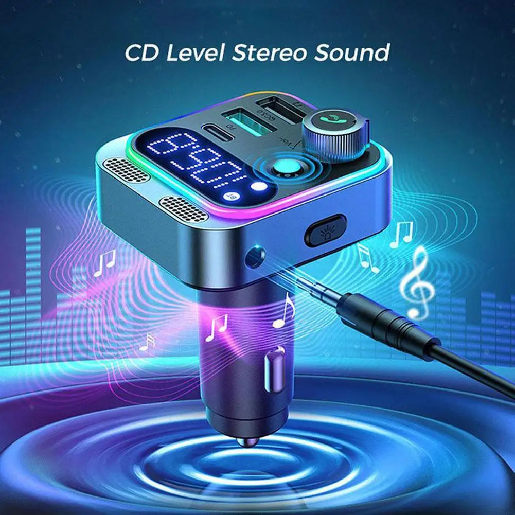 Bluetooth 5.3 FM Transmitter 4 Ports USB Car Charger Type C PD 250W Fast Charging Adapter For Huawei OPPO Oneplus