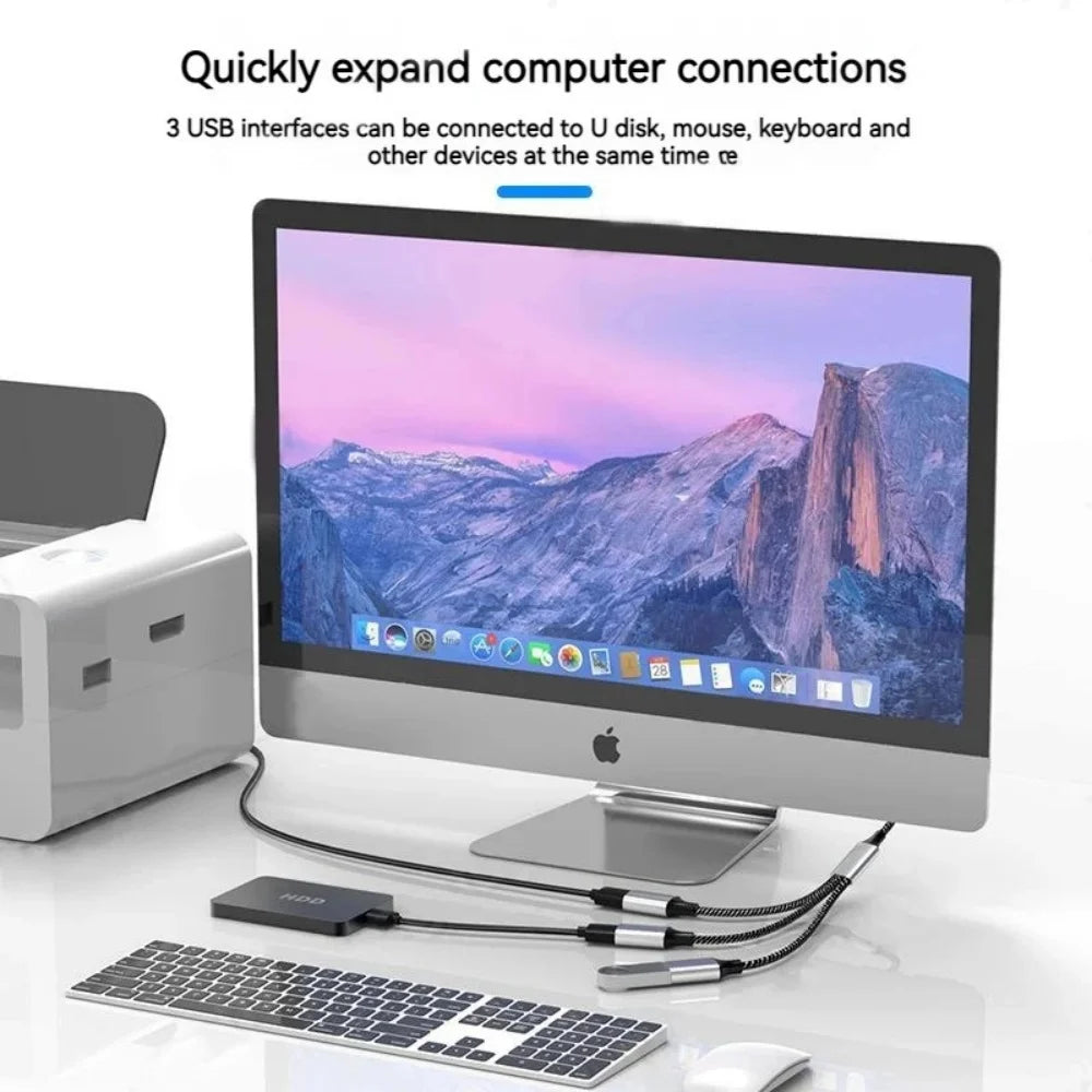 3/4 Ports OTG Multiple Expander Charging Docking USB Cable Splitter HUB Extentions Phone Charger Power Adapter for PC Computer