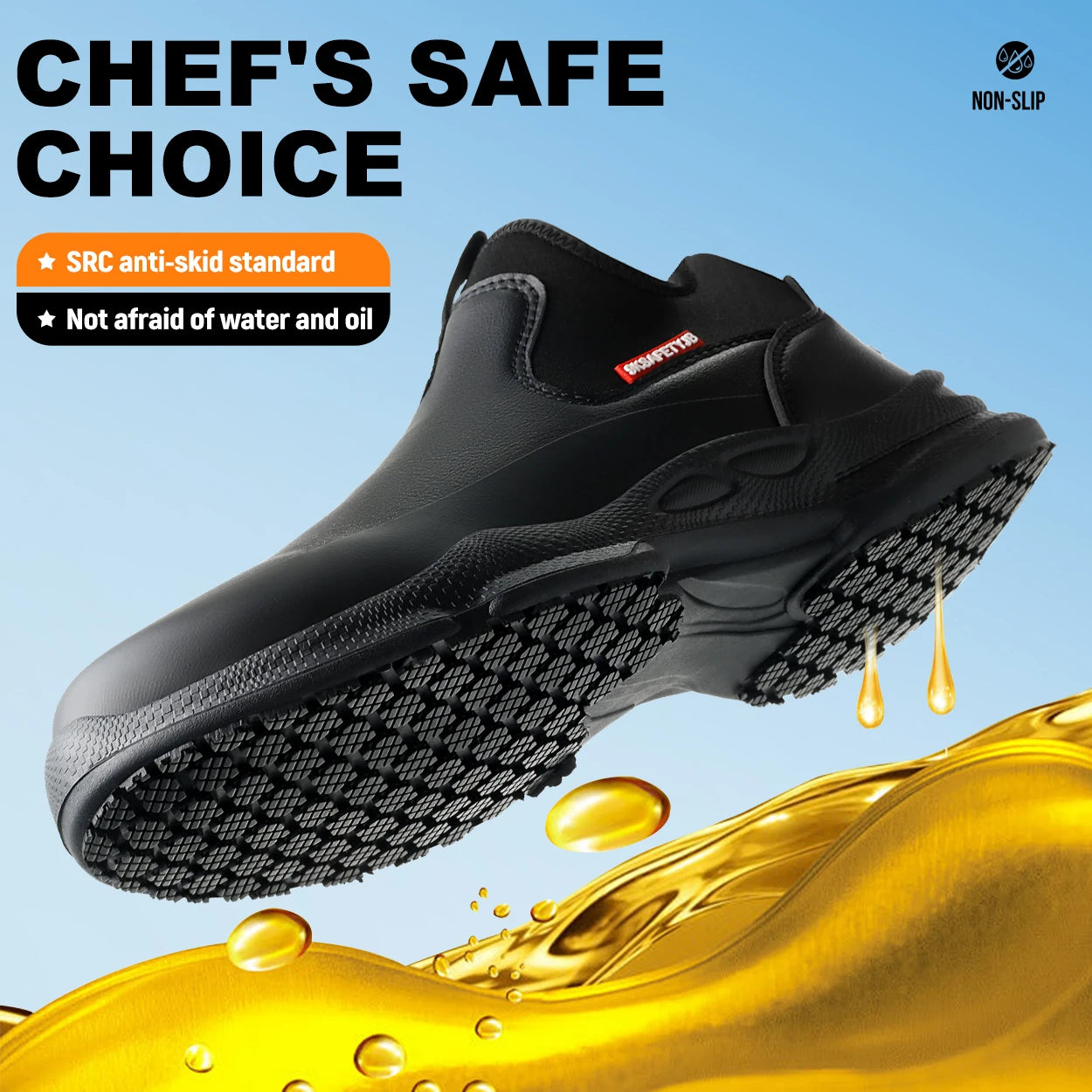 Chef Shoes Four Seasons Anti Slip Oil Resistant Business Casual Men's Work Shoes Fashion Comfort Soft Soled Waterproof Shoes
