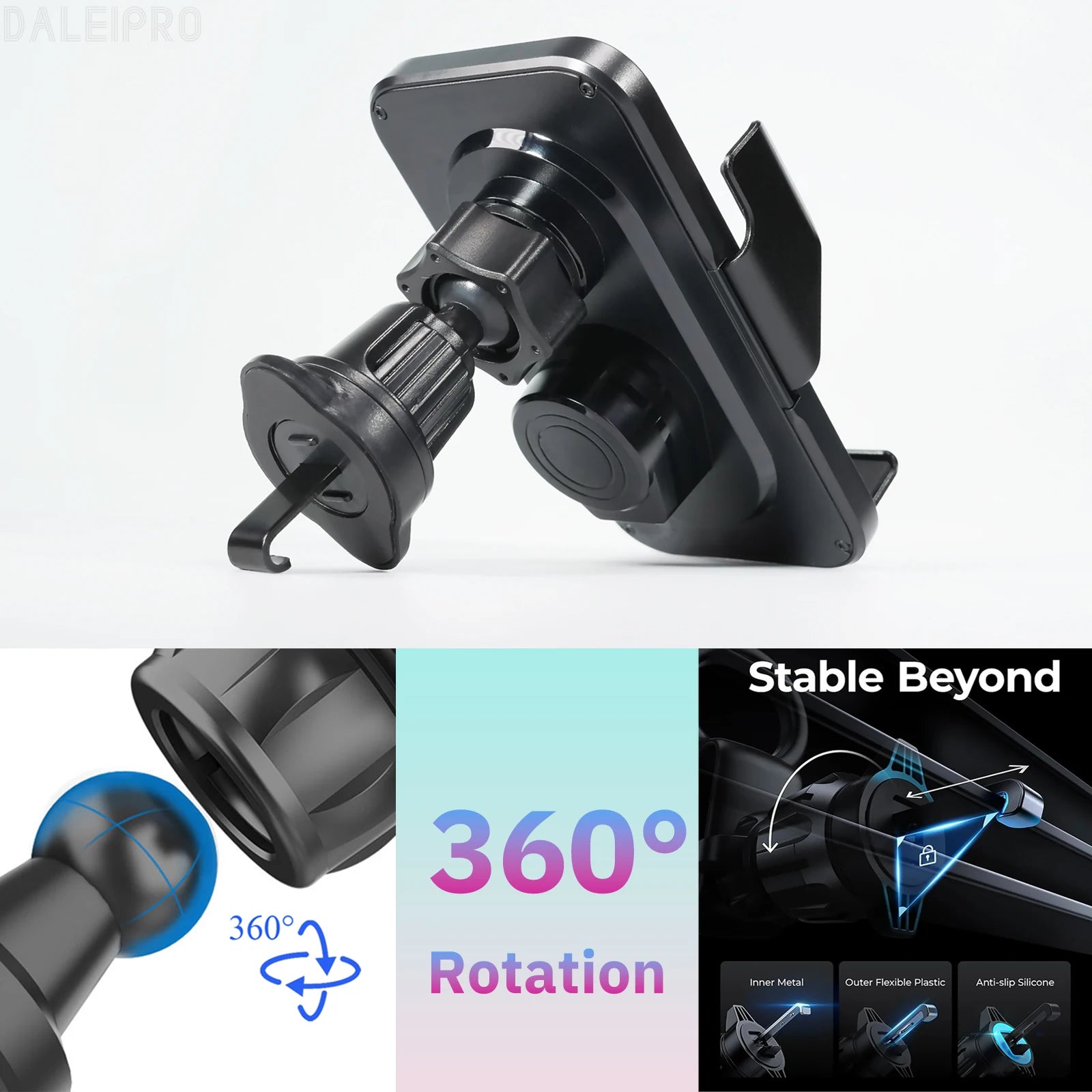 Car Wireless Charging Phone Holder Smart Sensing Fast Wireless Charger Phone Mounts 360° Rotation Inductive automatic clamping