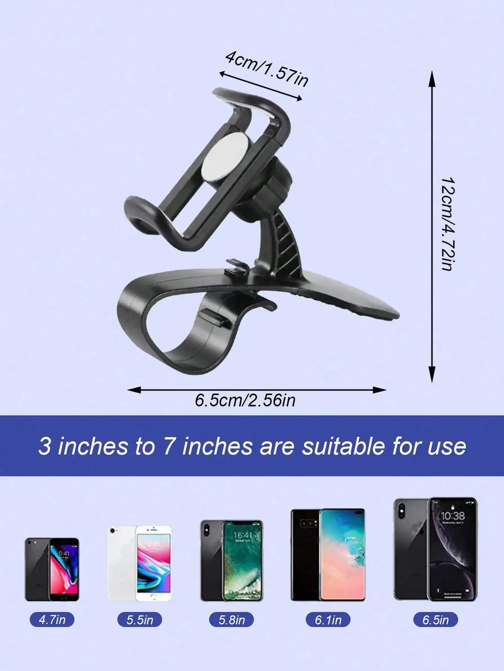 360° Rotating Car Phone Mount – Compatible with All Smartphones, a Clip-On Holder Specifically for Car Navigation