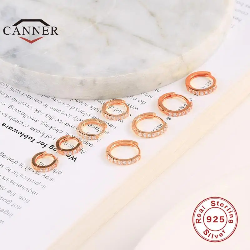 Sterling Silver Ear Hoop Piercing Earrings for Women 6mm 7mm 8mm 9mm Geometric Round Huggie Earings Fine Jewelry