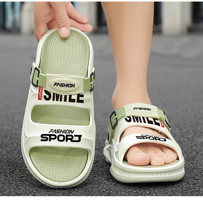 Fashion Trend Men's Shoes Flat Men's Sandals Summer 2025 Thick Soles Soft Comfortable Non-slip Beach Sandals Outdoor Slippers