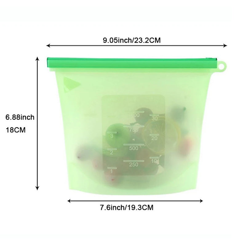 Reusable Silicone Food Storage Bags – 1000ml Leakproof Freezer & Lunch Bags (Set of 4)”