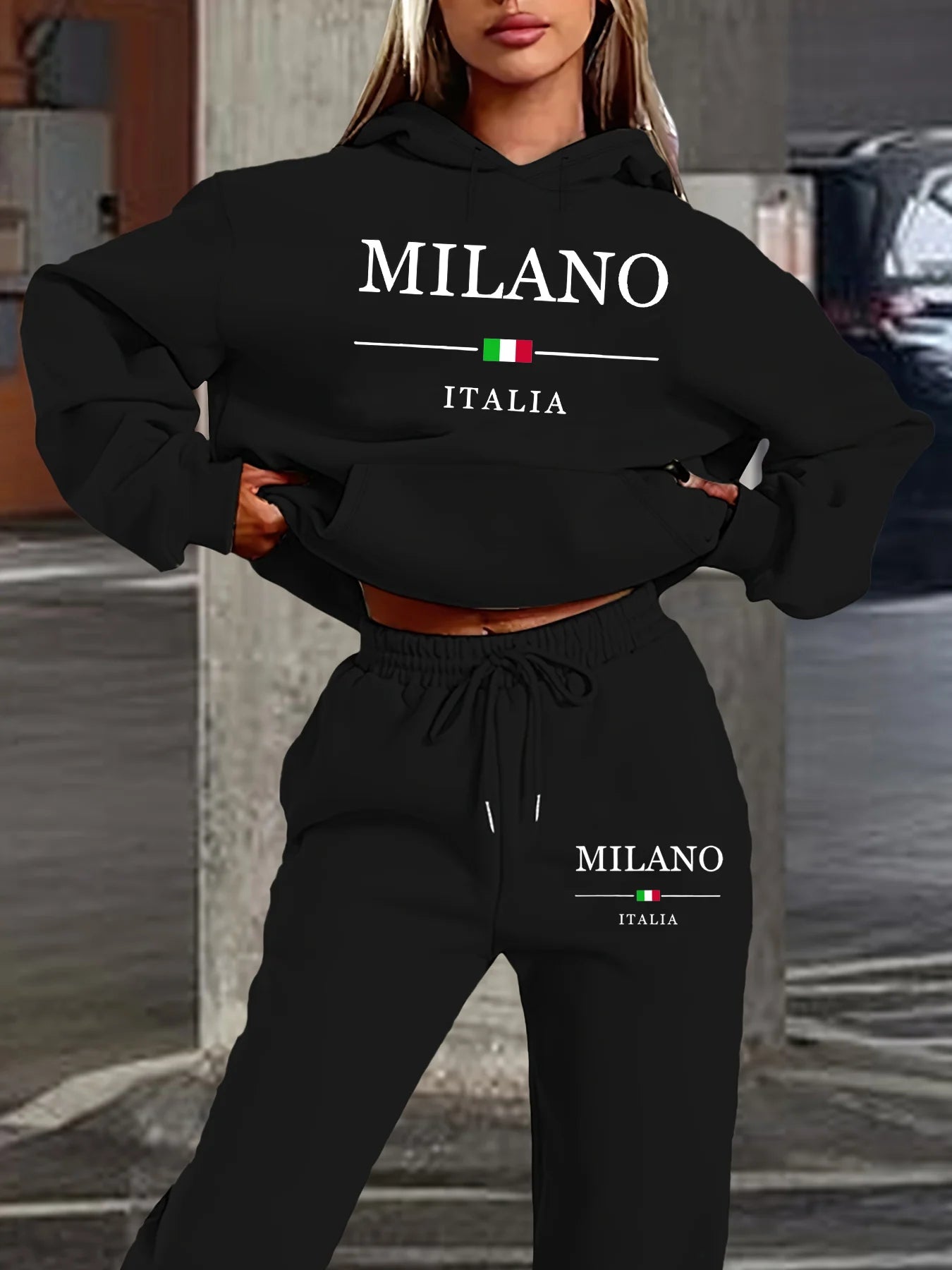 Women’s Warm Hoodie Sweatpants Set Plush Fleece Two Piece Outfit