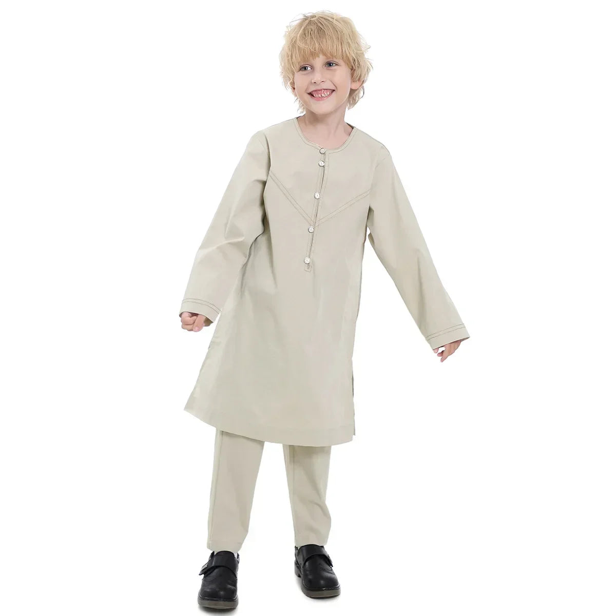 Boys Islamic Thobe – Kids Long Sleeve Traditional Robe