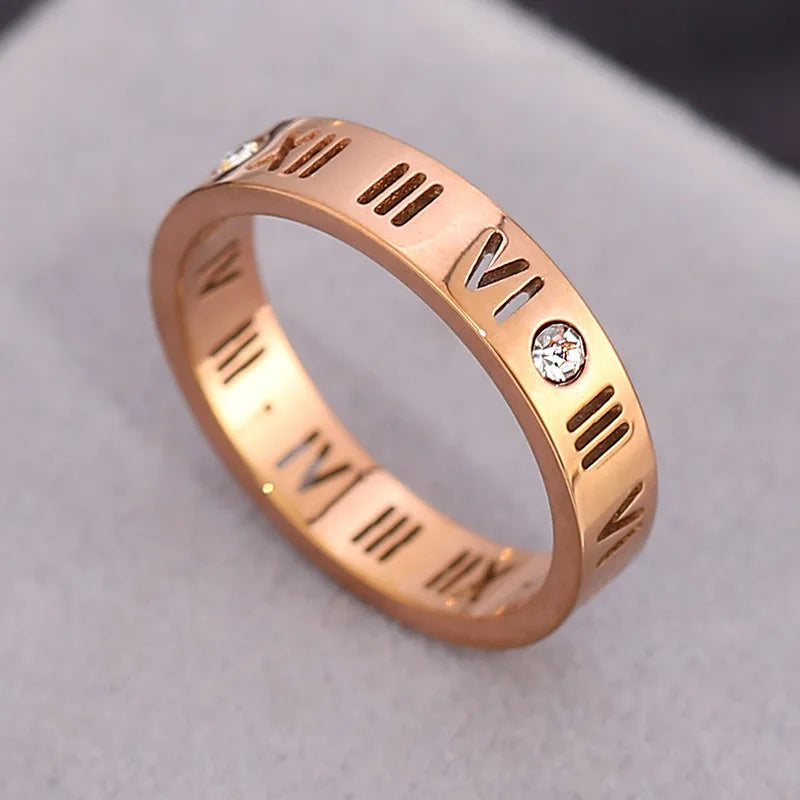 Roman Numeral Stainless Steel Ring – Unisex Fashion Band