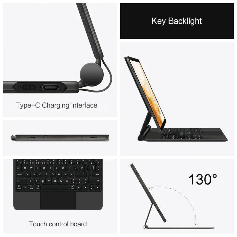 Book Cover Keyboard For Samsung Galaxy Tab S9 FE 10.9" S9 S8 S7 11 inch S10+ S9+ S8+ 12.4 Magic Magnetic Case Backlight TouchPad
