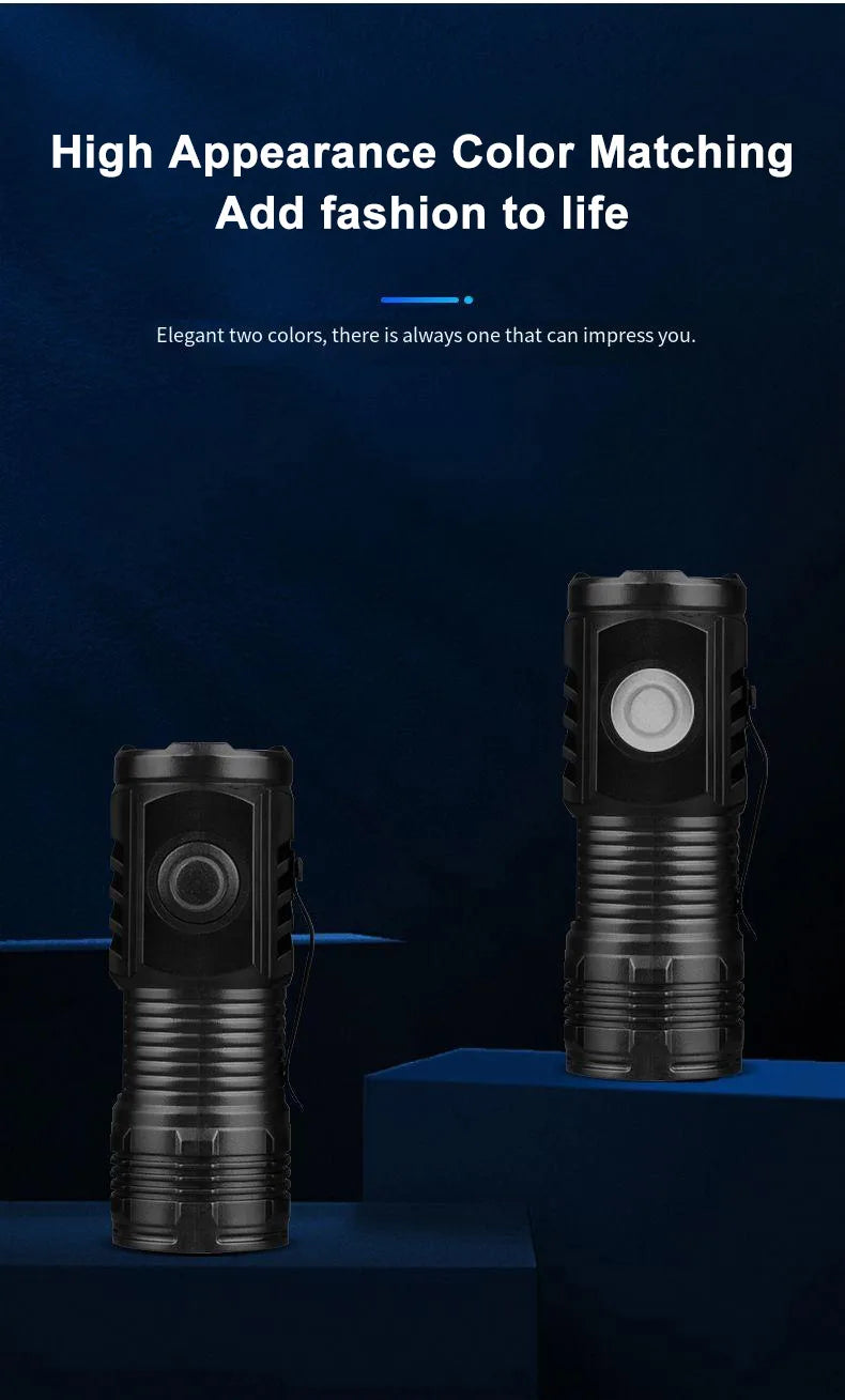 New Powerful Flashlight 3 Core LED Mini Tactical Flashlight Rechargeable High Power LED Torch Metal Pen Clip Hand Lamp