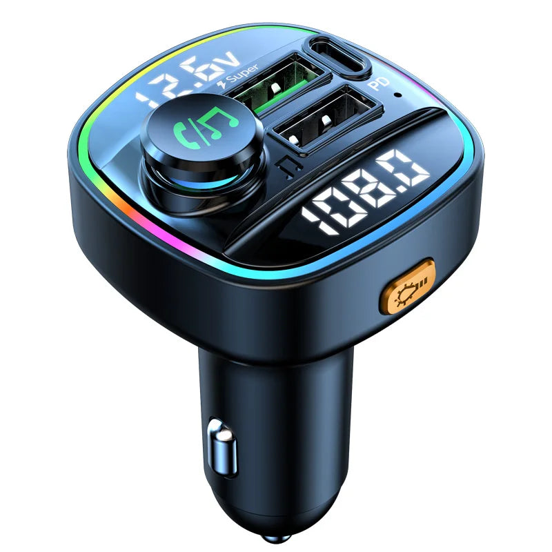 Bluetooth 5.0 FM Transmitter 22.5W USB Quick Charge Car Radio Modulator Handsfree MP3 Player with Car Adapter