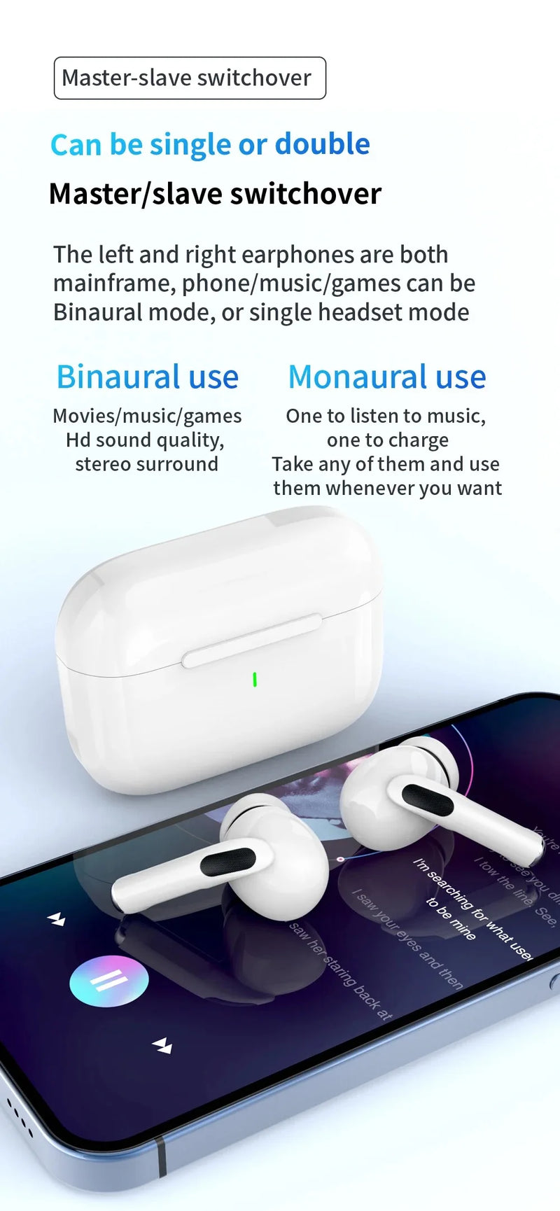 Bluetooth 5.3 Wireless Earbuds with Charging Case and Microphone
