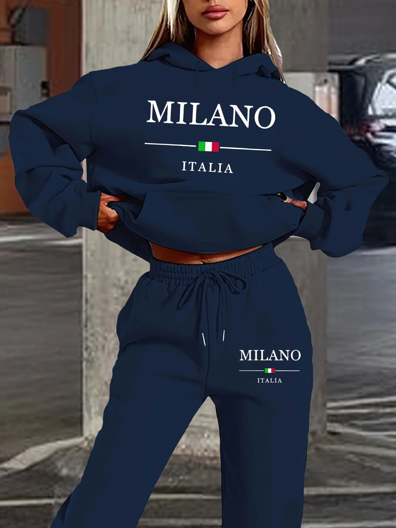 Women’s Warm Hoodie Sweatpants Set Plush Fleece Two Piece Outfit
