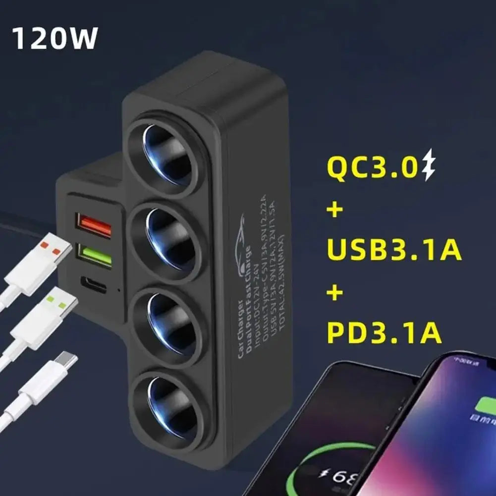 Car Phone Charger Cigarette Lighter Adapter 3.1A USB QC 3.0 PD 3.1A 12V 24V Dual USB Socket Car Adapter Accessories 2025