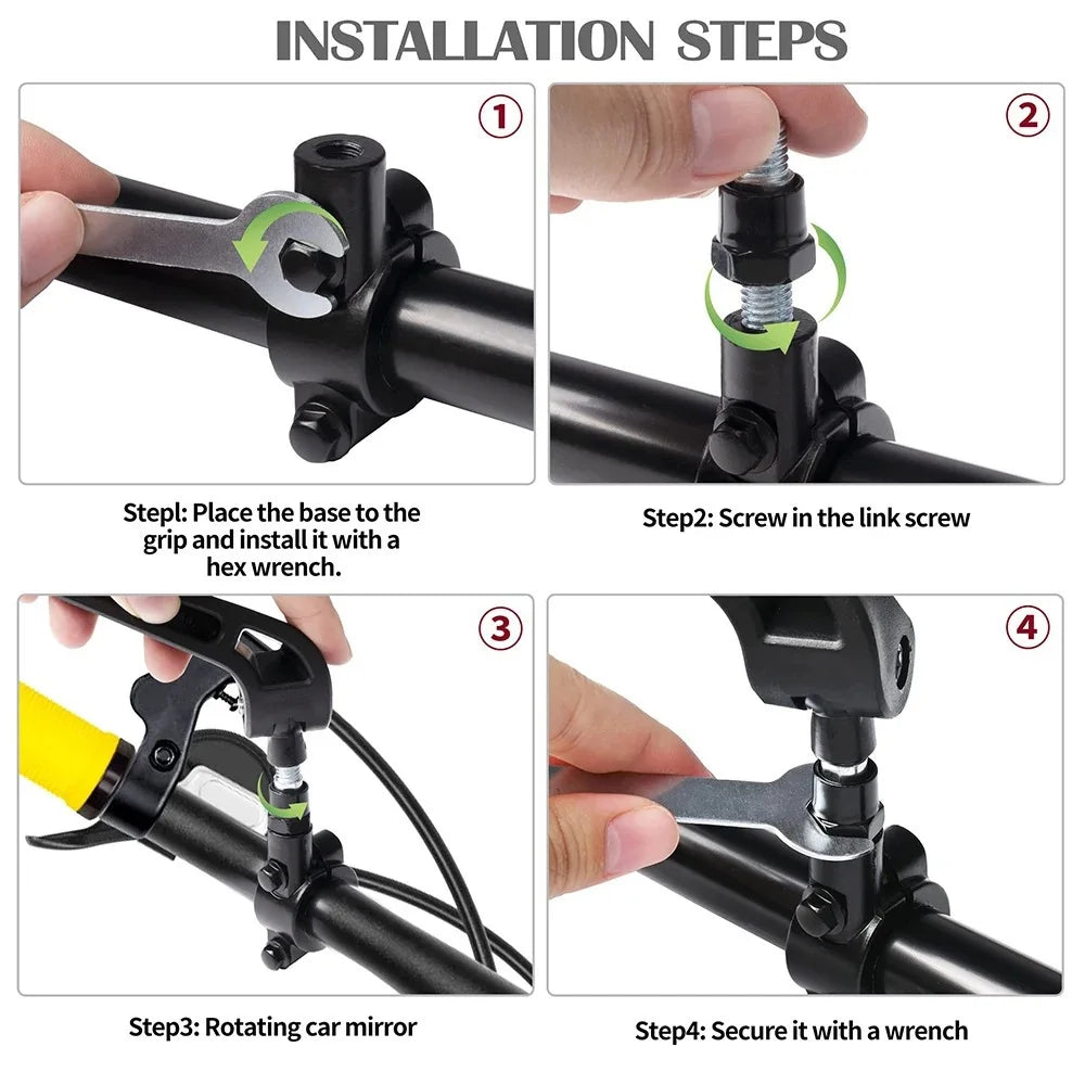 Universal Bike Handlebar Mirrors Wide Angle 360 Rotating Bicycle Rear View Mirror MTB E-Bike Electric Scooter HD Rearview Mirror