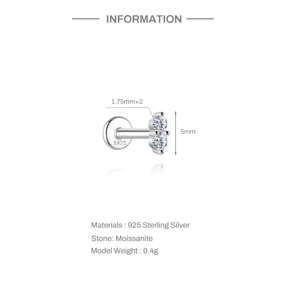 CANNER 1PC Flower Moissanite 925 Sterling Silver Piercing Ear Stud For Women Love Eight-pointed star Stud Earrings Fine Jewelry