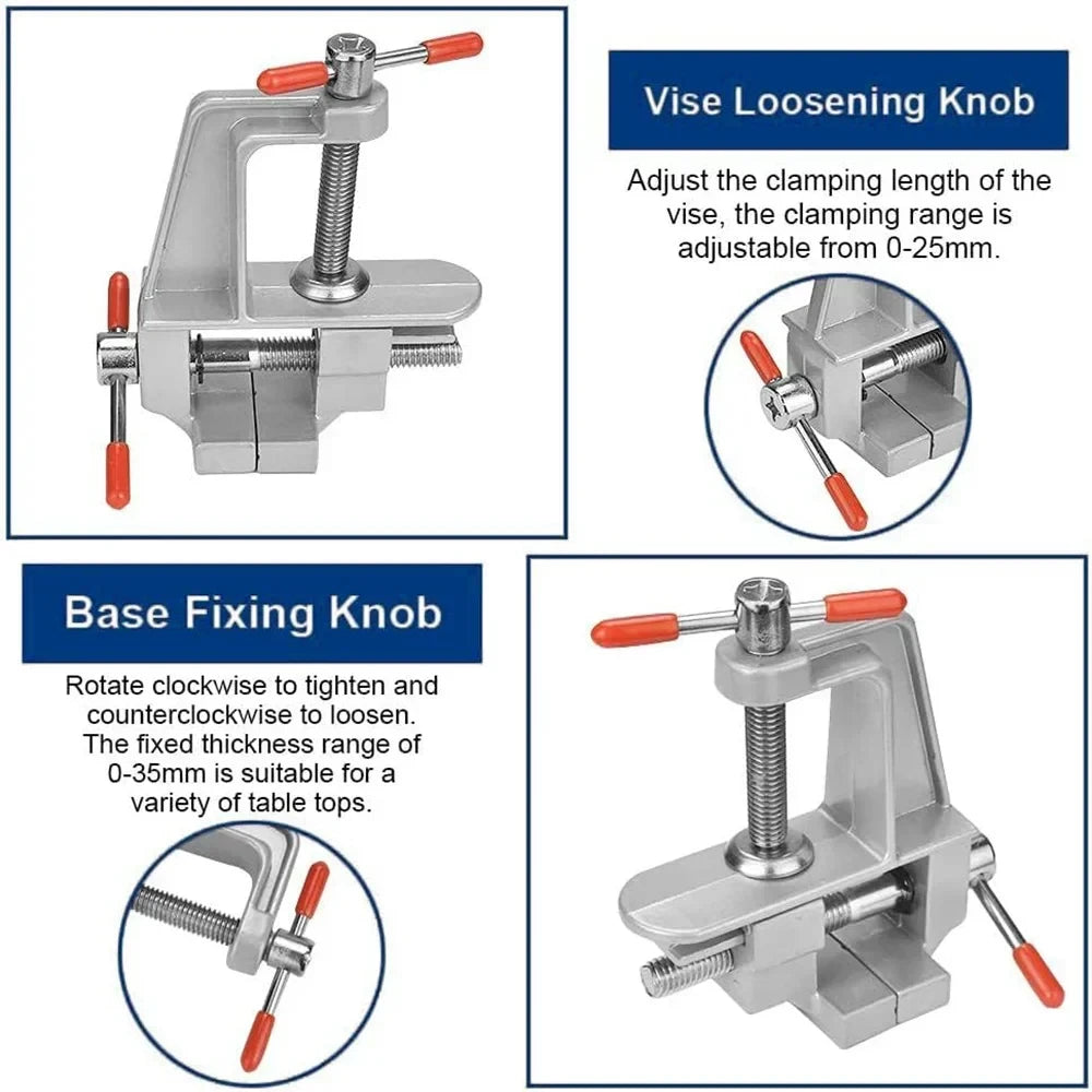 Mini Bench Vise Muliti-Funcational 3.5&quot Aluminum Miniature Small Jewelers Hobby Clamp On Table Flat Pliers Tool Vice