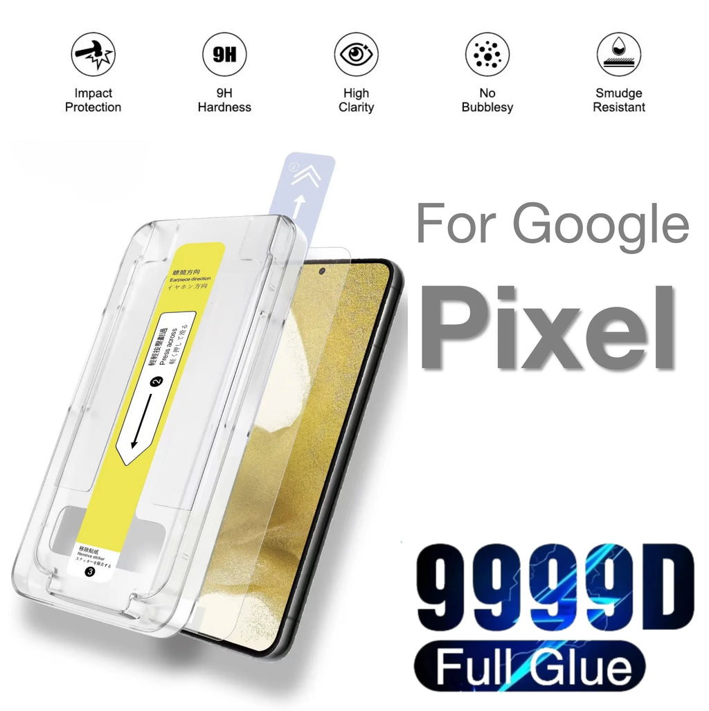 For Google Pixel 9a 8 Pro 7a 7 6a 8a 9 10 XL 5G Screen Protector Tempered Glass Protective Easy Install Auto-Dust Removal Kit
