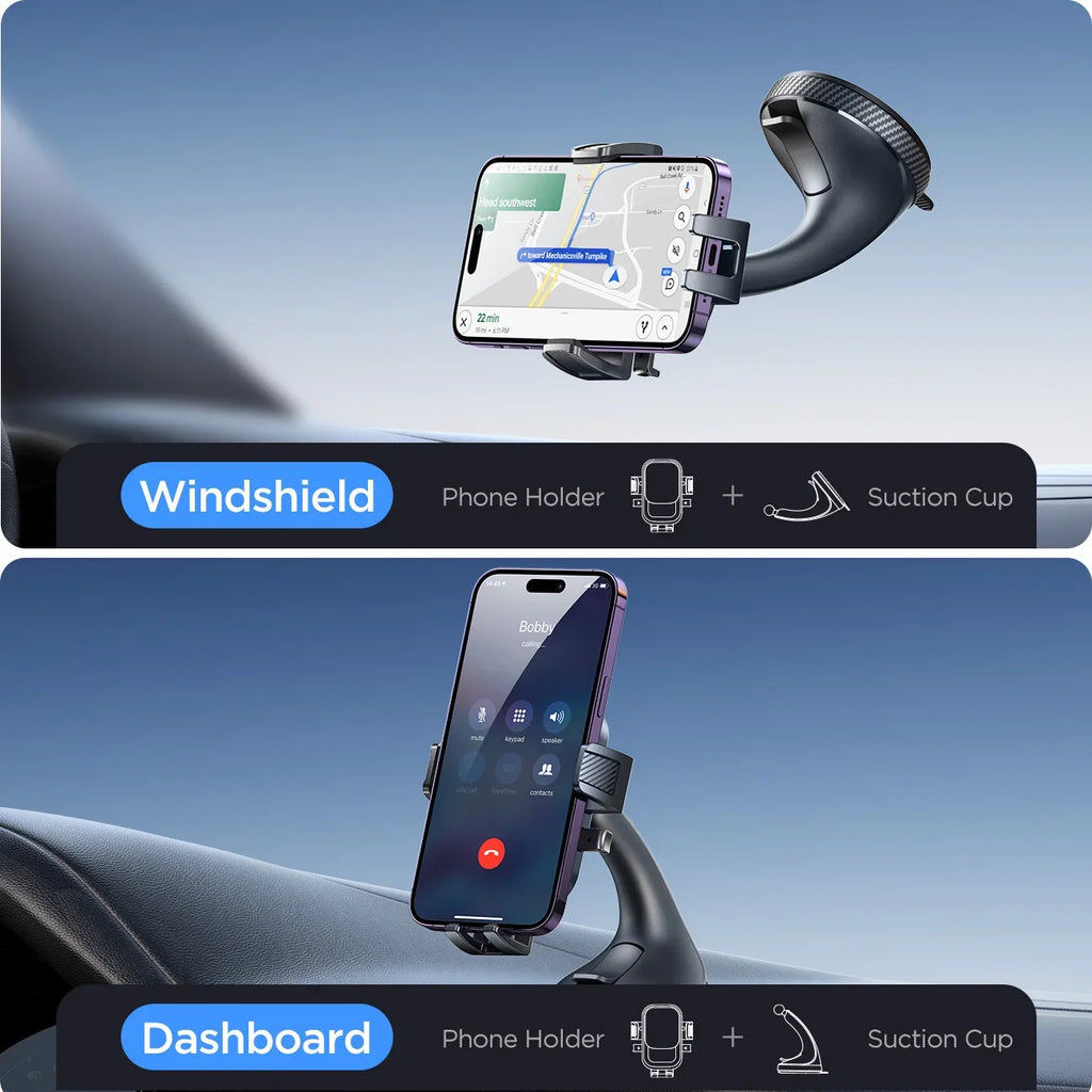 Car Phone Holder Mount Car Strong Suction Hands-Free Universal Cell Phone Stand For Dashboard/Windshield 360° Rotation