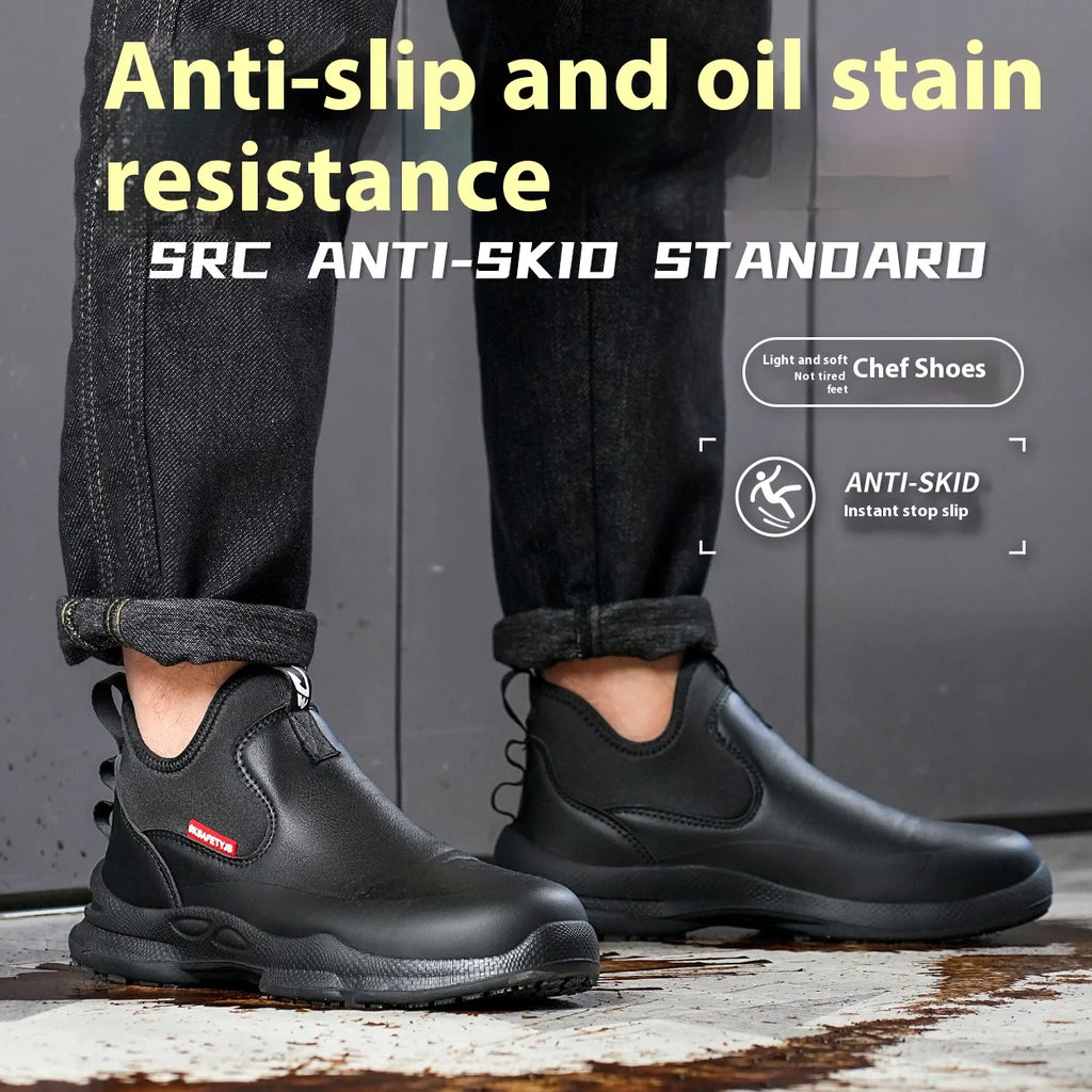 Chef Shoes Four Seasons Anti Slip Oil Resistant Business Casual Men's Work Shoes Fashion Comfort Soft Soled Waterproof Shoes