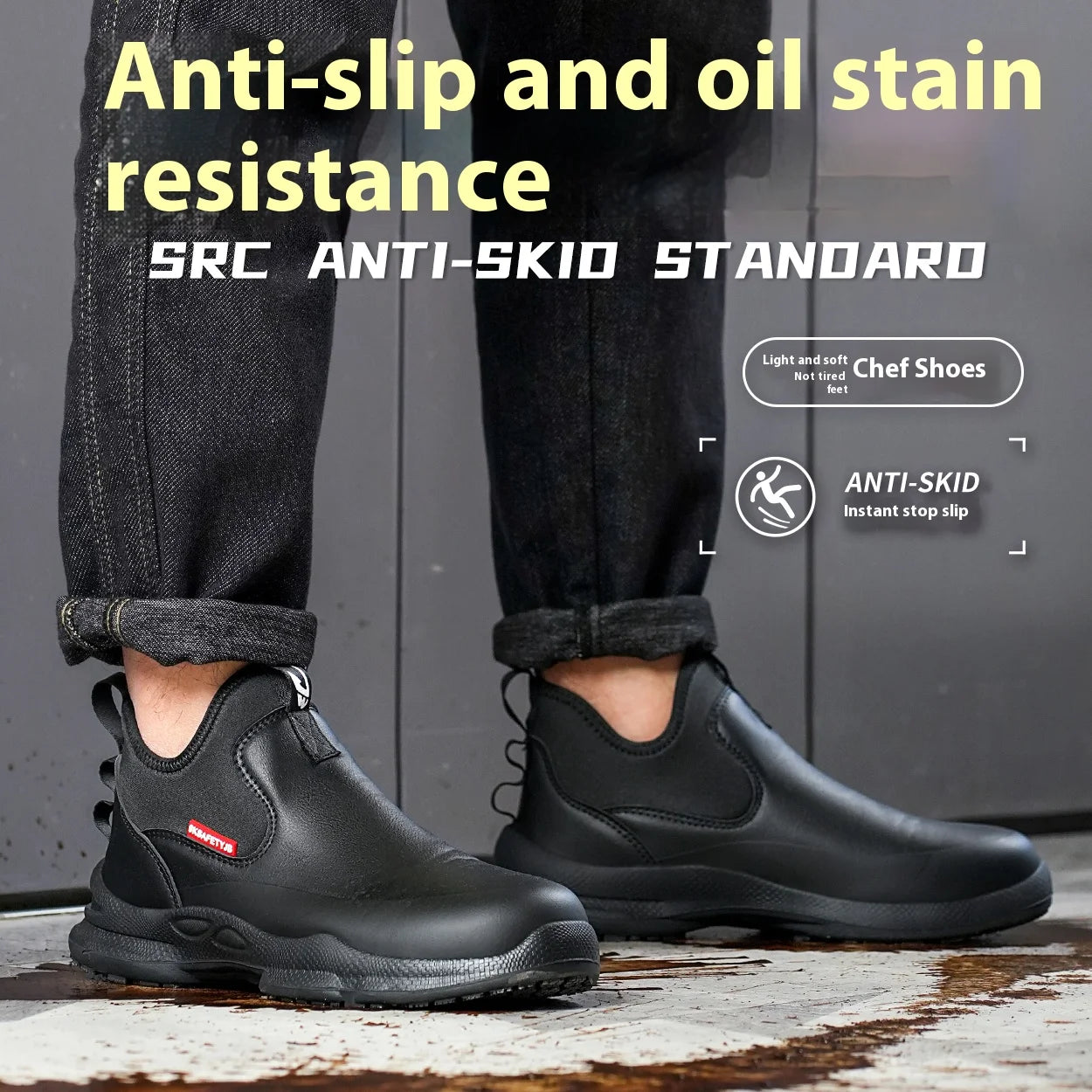 Chef Shoes Four Seasons Anti Slip Oil Resistant Business Casual Men's Work Shoes Fashion Comfort Soft Soled Waterproof Shoes