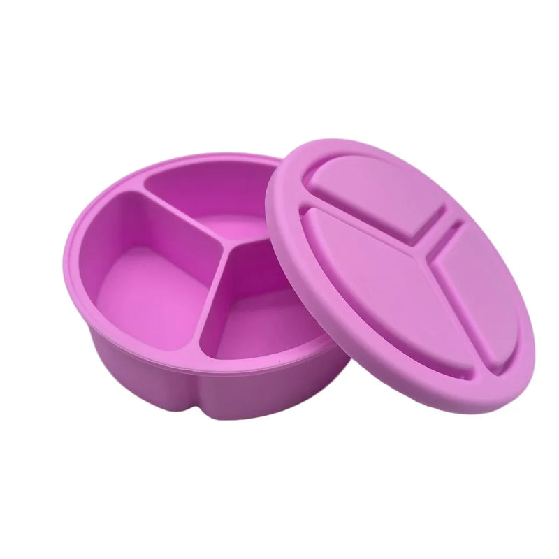 Silicone Divided Plate – Round Non-Slip Food Tray for Kids & Adults”
