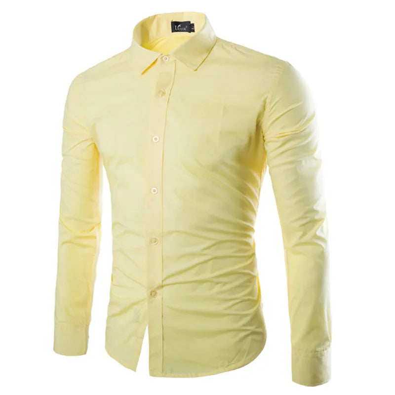 Colors Solid Color Men's Fashionable Candy Color Shirt Men's Casual Long Sleeve Shirt for Men