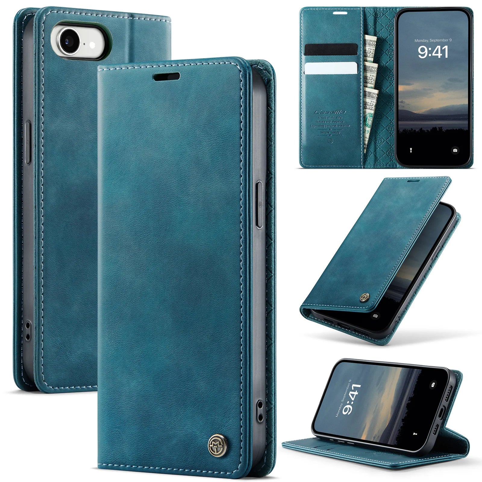Case For iPhone 17e 16e 2026 2025 Wallet Case PU Magnetic Folio Cover With Card Holder Kickstand TPU Protective Phone Case