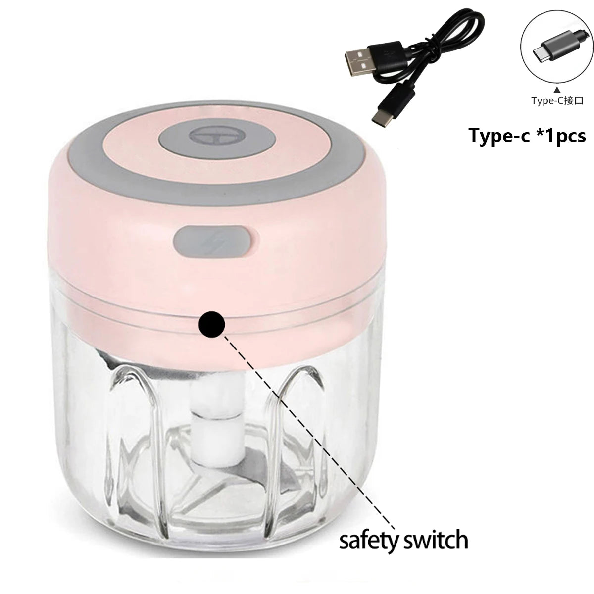 Mini Electric Food Chopper – Portable USB Rechargeable Vegetable Cutter