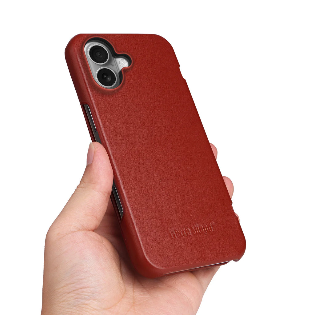 Premium Leather Flip Cover Mobile Phone Case For Apple iPhone 17 Pro Max Air iPhone17 Natural Cowhide Magnetic Button Open