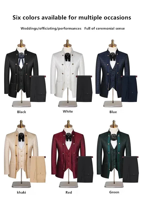 Men’s Slim-Fit Formal 3-Piece Suit Set