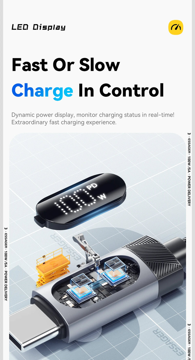 Power up your devices quickly and safely with this 100W USB-C to USB-C Fast Charging Cable — built for speed, durability, and convenience.