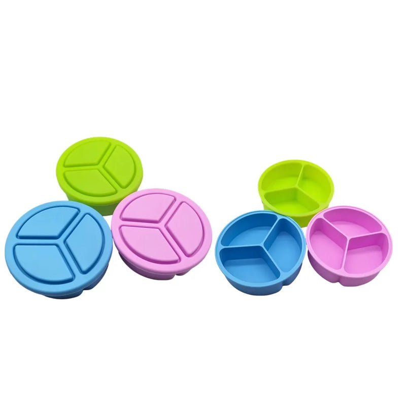 Silicone Divided Plate – Round Non-Slip Food Tray for Kids & Adults”