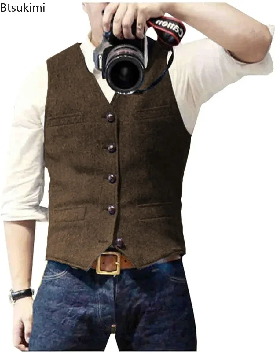 Men’s Formal Slim Fit Vest with Button Closure